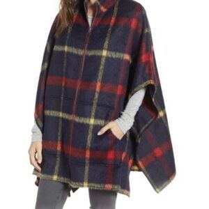 Treasure & Bond Plaid Jacket - Red, Yellow, and Black poncho